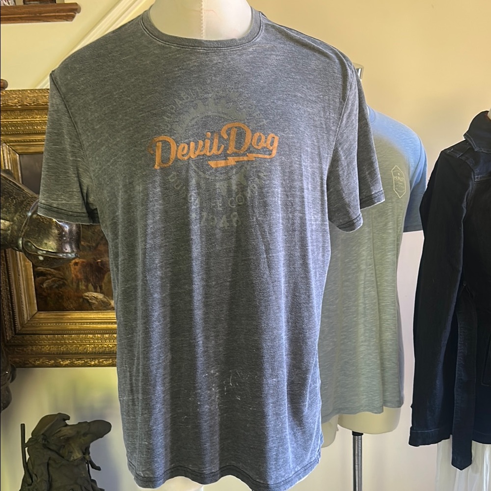 Devil Dog Dungarees Sz XXL Gray Logo Vintage Style T-Shirt for Men